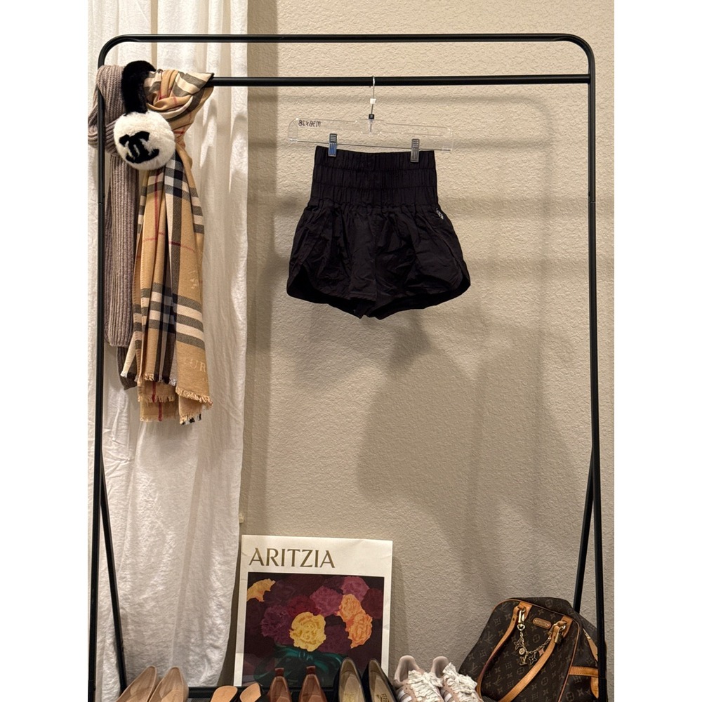 Free People Movement The Way Home Shorts Black High Rise Smocked Athletic Small